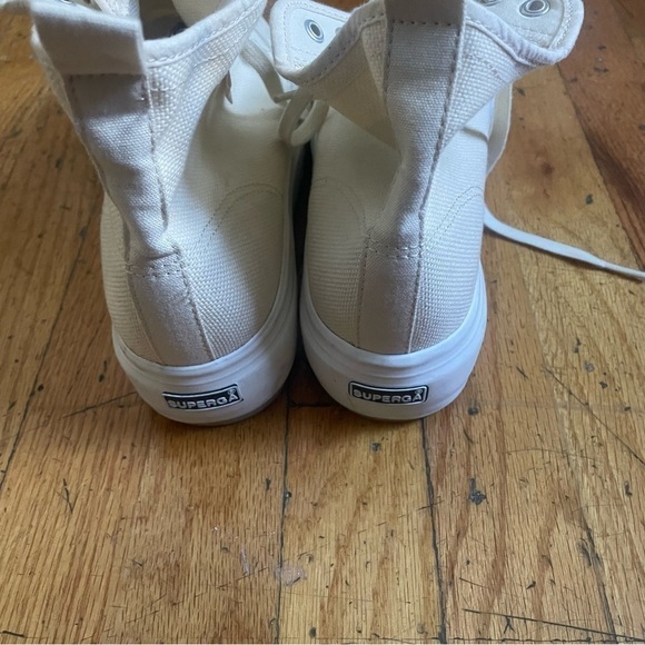 Superga Beige High Top Canvas Platform Sneakers Size 9.5 - Picture 4 of 5